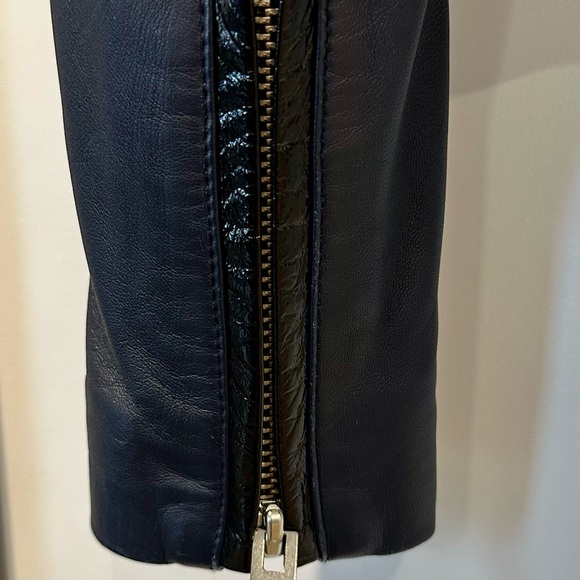 IRO Women’s Navy Leather Jacket With Zippers - Picture 5 of 10